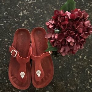 YOKONO Brick LEATHER Thong Sandals Slides Size 7.5